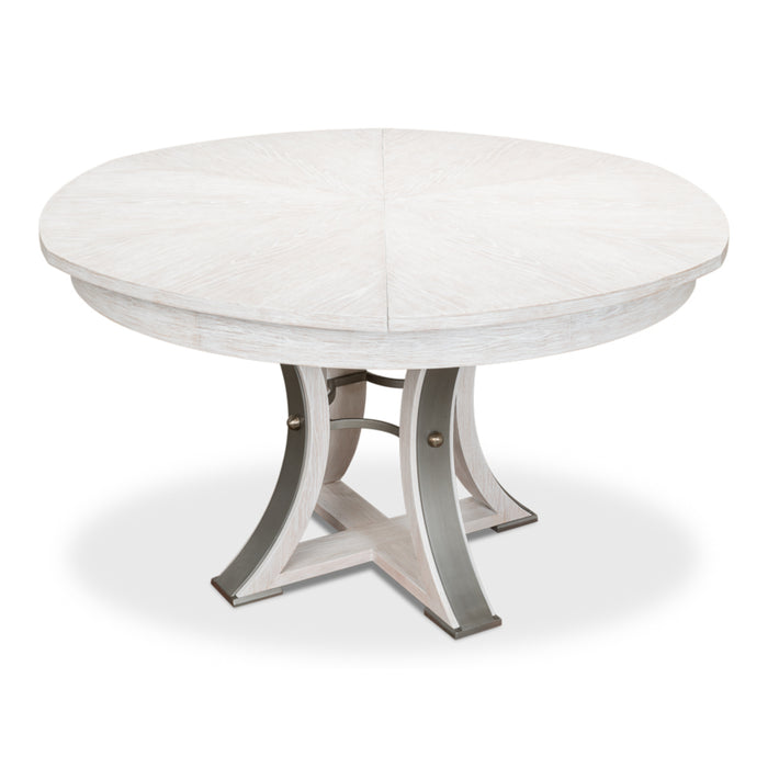 Sarreid LTD. Tower Jupe Extendable Whitewash White Md, Dining Table