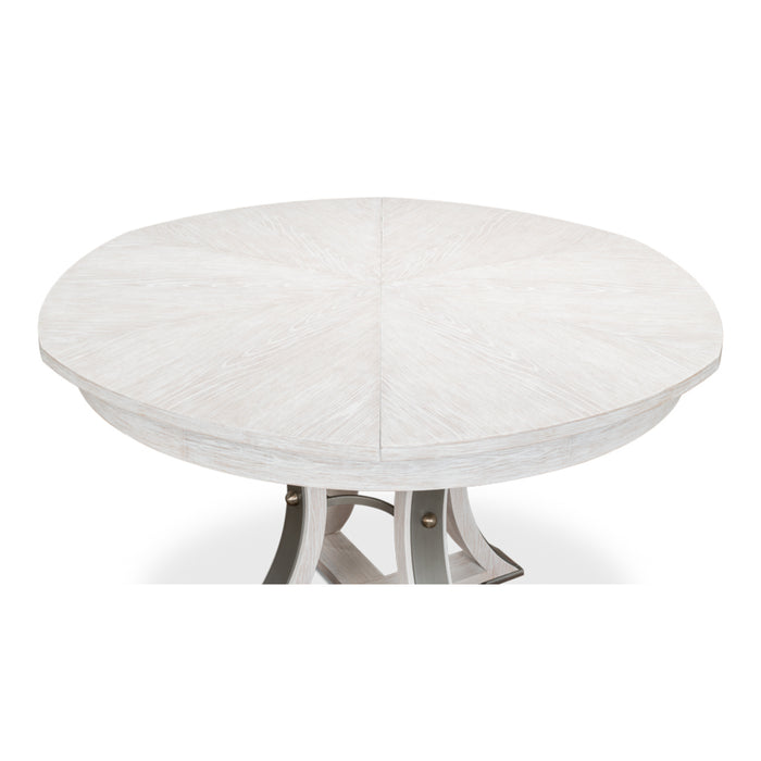 Sarreid LTD. Tower Jupe Extendable Whitewash White Md, Dining Table