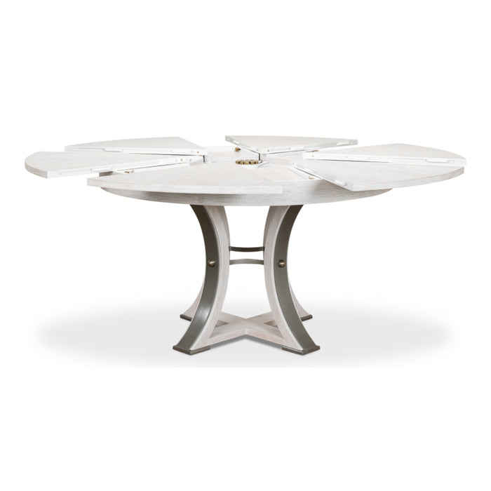 Sarreid LTD. Tower Jupe Extendable Whitewash White Md, Dining Table