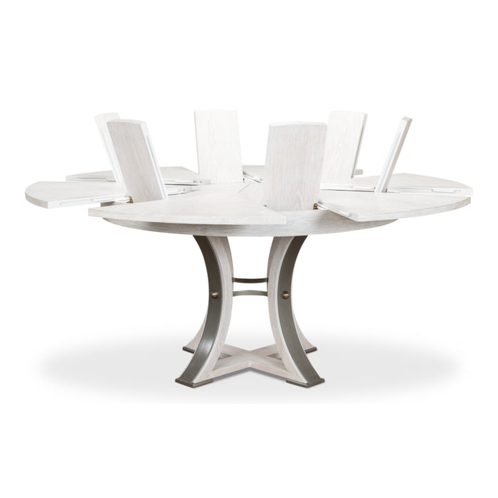 Sarreid LTD. Tower Jupe Extendable Whitewash White Md, Dining Table