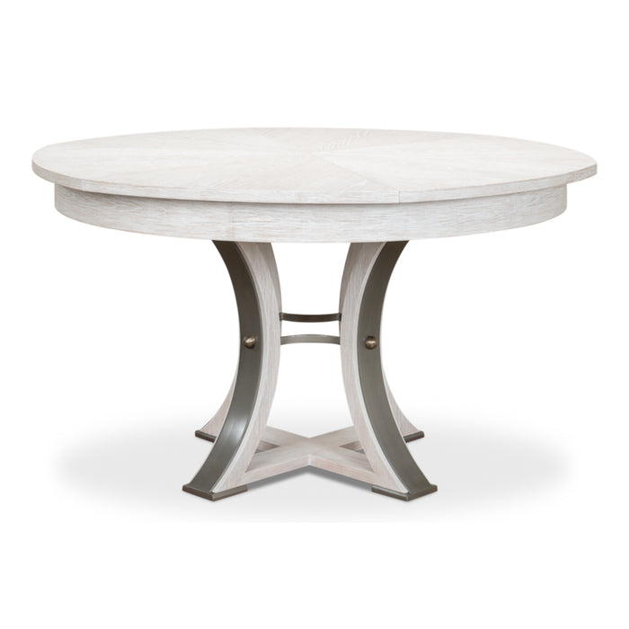 Sarreid LTD. Tower Jupe Extendable Whitewash White Md, Dining Table