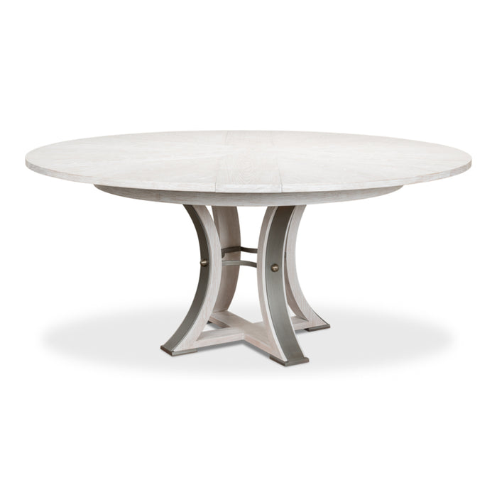 Sarreid LTD. Tower Jupe Extendable Whitewash White Md, Dining Table