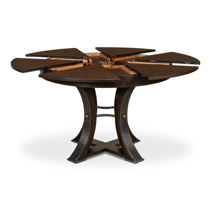 Sarreid LTD. Tower Jupe Extendable Dining Table, Sm, Burnt Brown