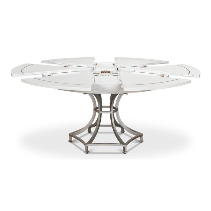 Sarreid Sunset Jupe Extendable Pedestal Dining Table, Med, White