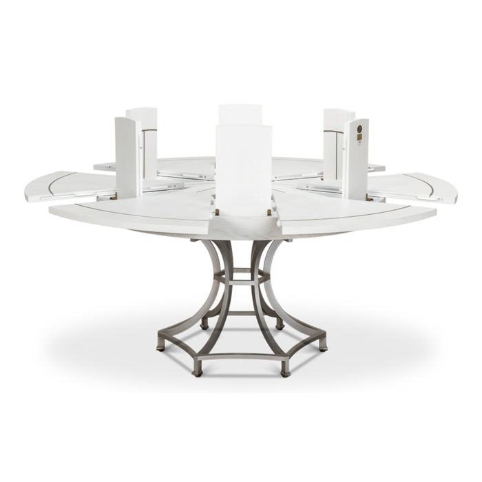 Sarreid Sunset Jupe Extendable Pedestal Dining Table, Med, White