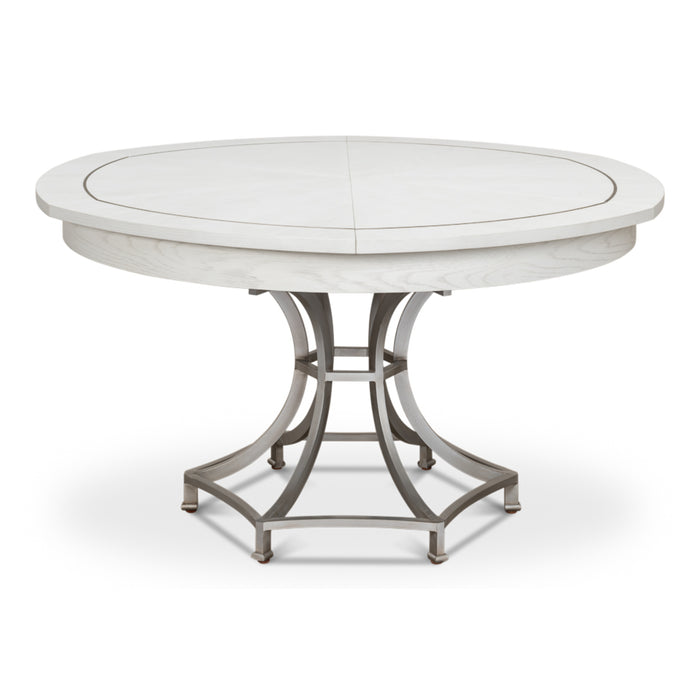 Sarreid Sunset Jupe Extendable Pedestal Dining Table, Med, White