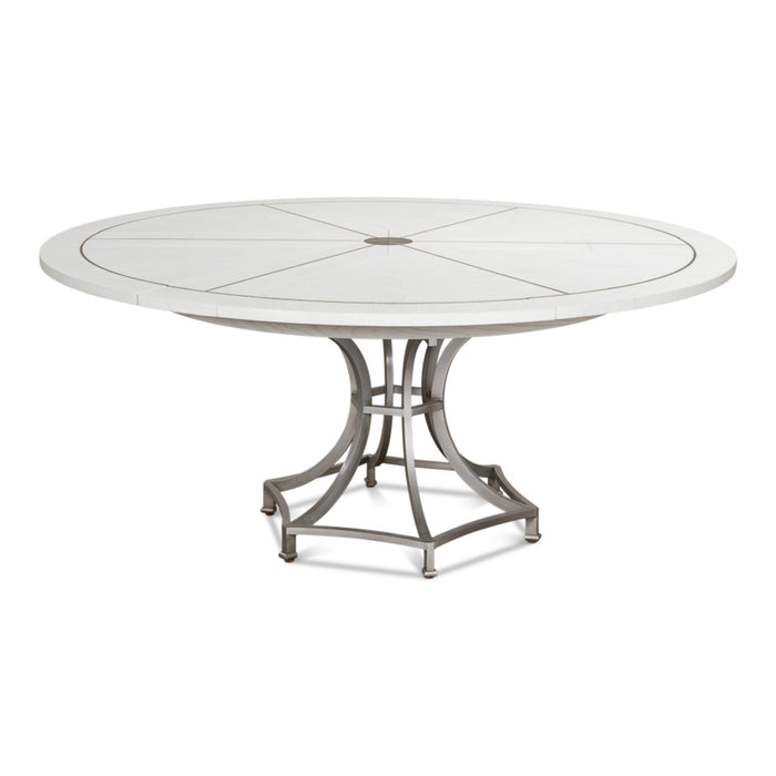 Sarreid Sunset Jupe Extendable Pedestal Dining Table, Med, White