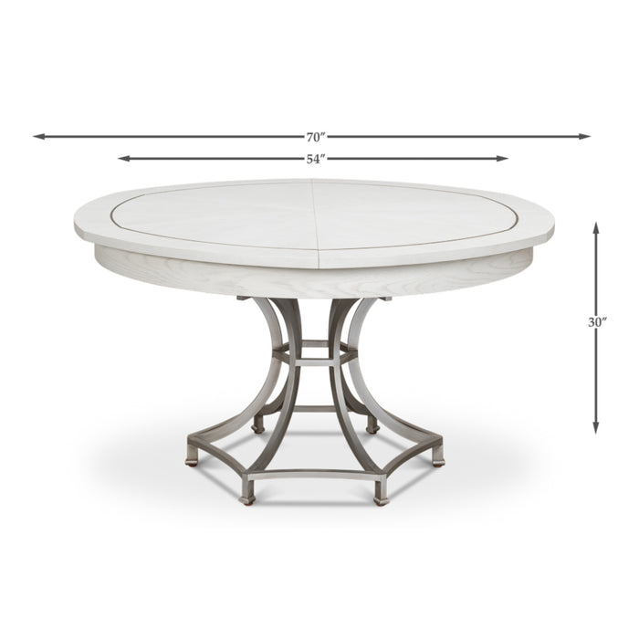 Sarreid Sunset Jupe Extendable Pedestal Dining Table, Med, White