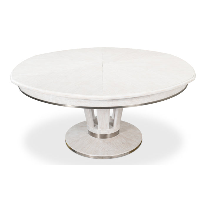 Sarreid LTD. Soho Jupe Extendable Dining Table, Whitewash White