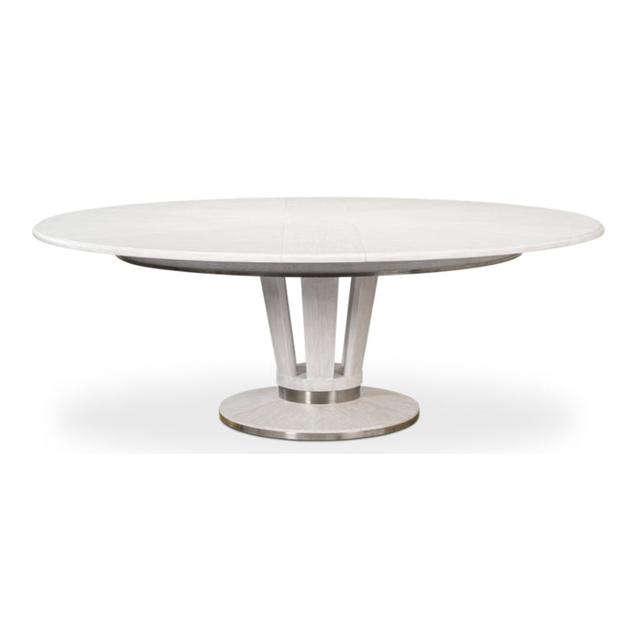 Sarreid LTD. Soho Jupe Extendable Dining Table, Whitewash White