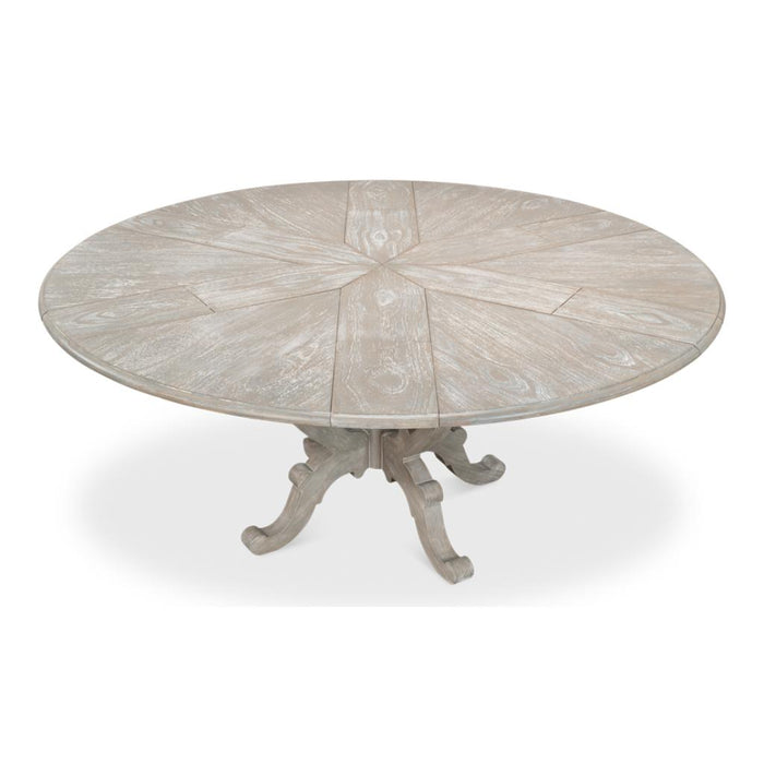 Arles Equestrian Jupe Dining Table 70" Moonskin Pedestal by Sarreid LTD.