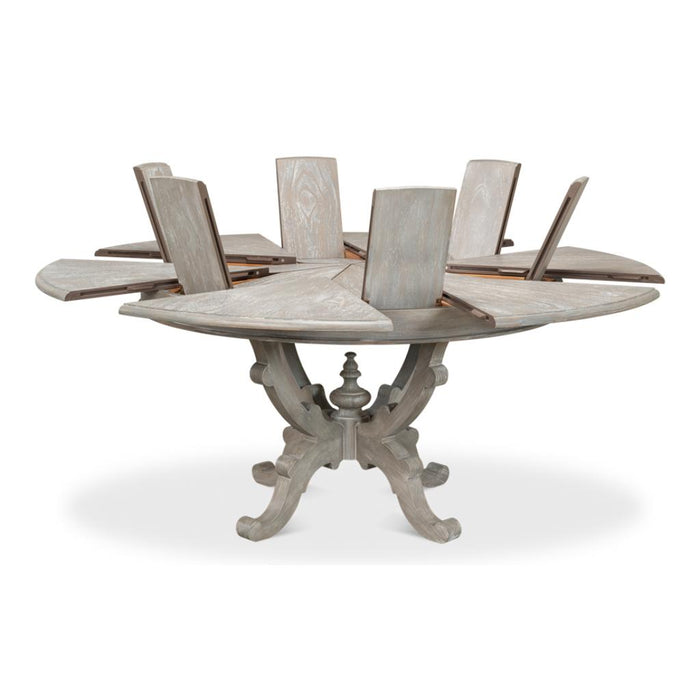 Arles Equestrian Jupe Dining Table 70" Moonskin Pedestal by Sarreid LTD.