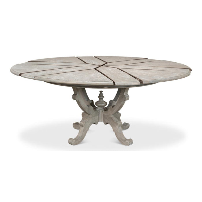 Arles Equestrian Jupe Dining Table 70" Moonskin Pedestal by Sarreid LTD.