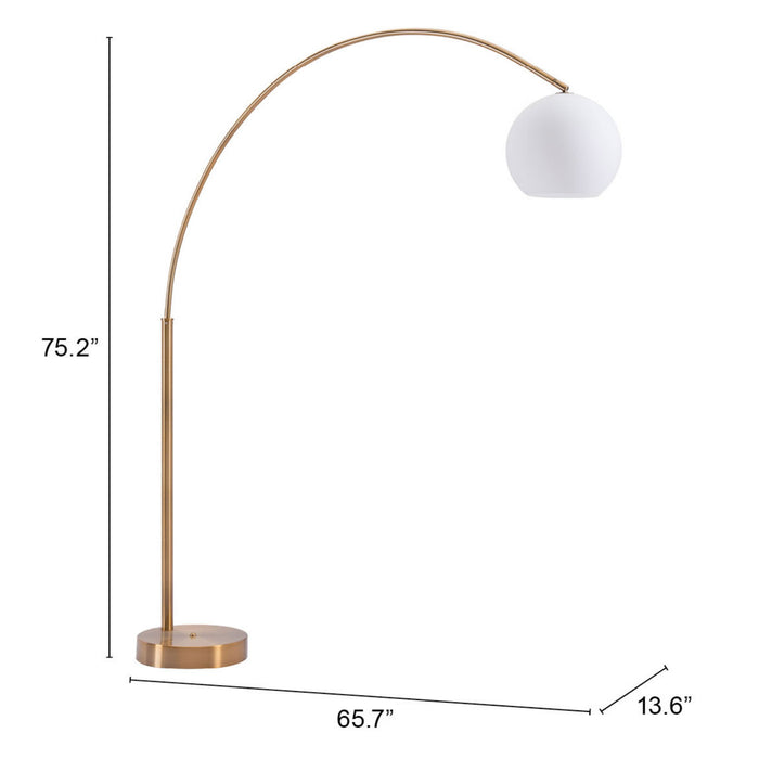 Zuo Griffith Modern Arc Elegant and Functional Floor Lamp Brass