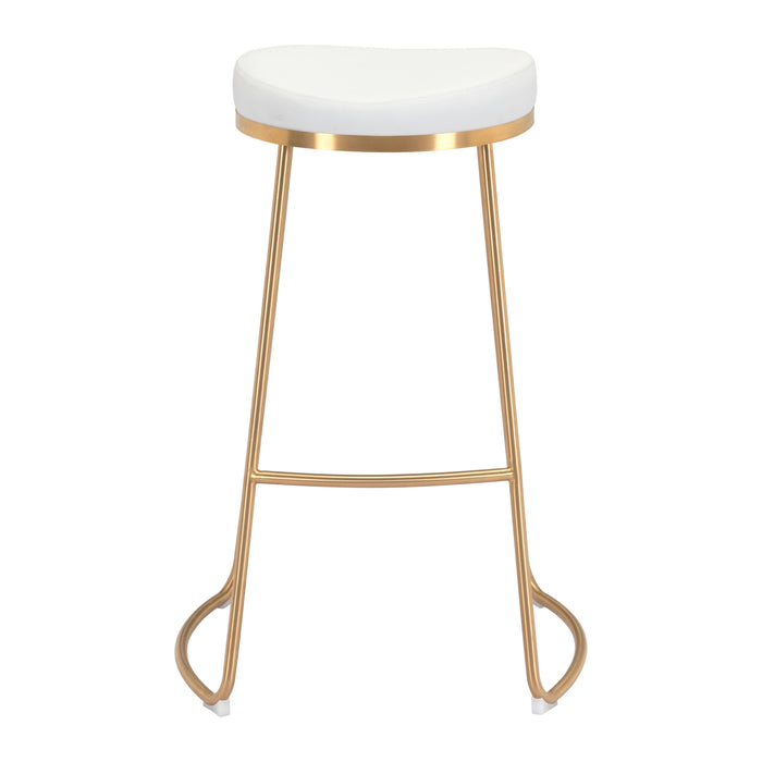 Zuo Bree Barstool White & Gold