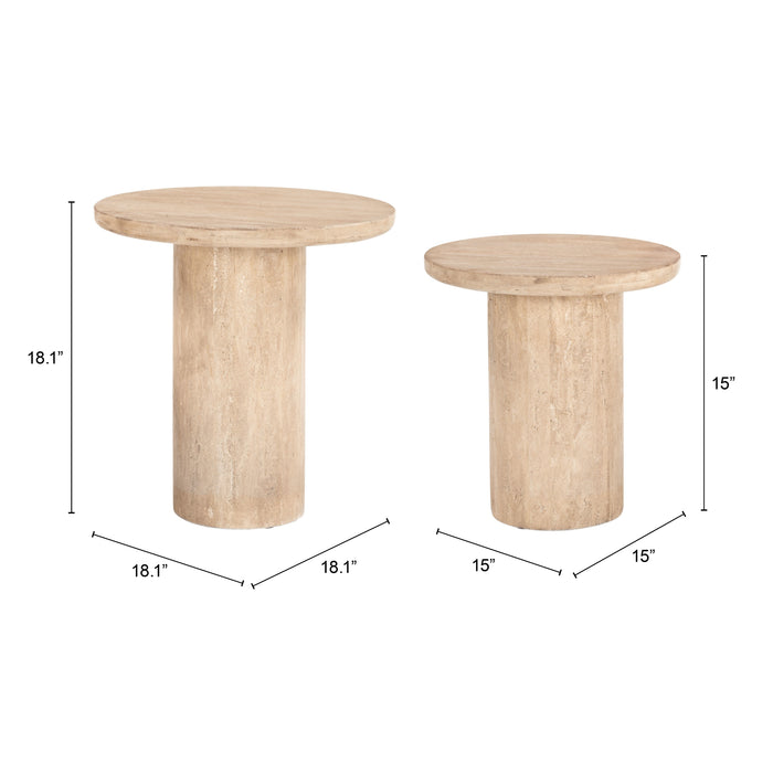 Zuo Fenith Travertine Accent Table Set