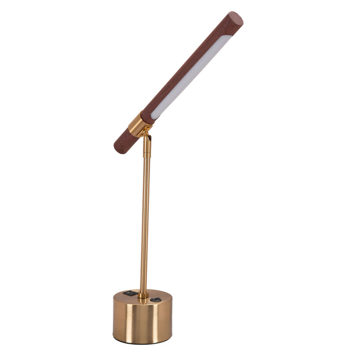 Zuo Kippy Modern Brown & Brass Faux Wood Steel Table Lamp