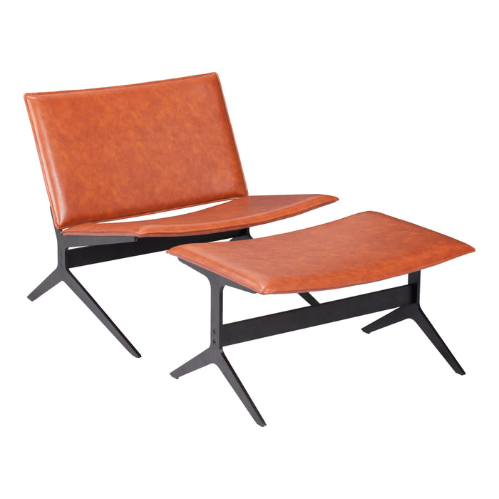 Zuo Modern Cardiff Brown Lounge Chair & Ottoman