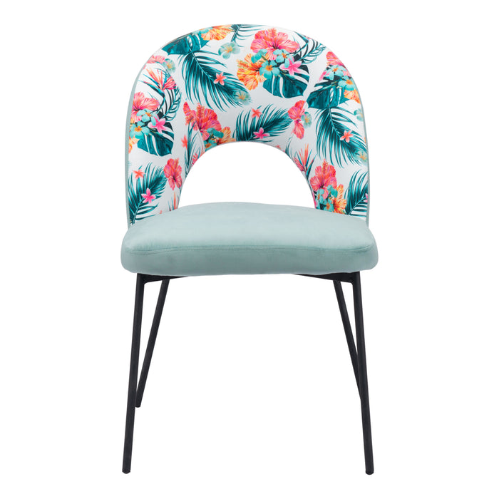 Zuo Bethpage Dining Chair Multicolor Print & Green