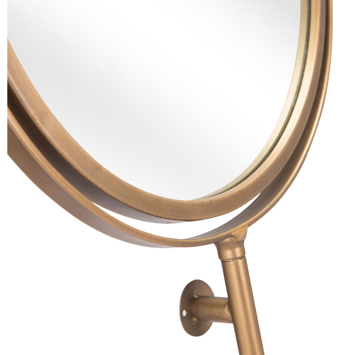 Zuo Bernis Adjustable Tilt Frame Modern Round Wall Mirror Brass