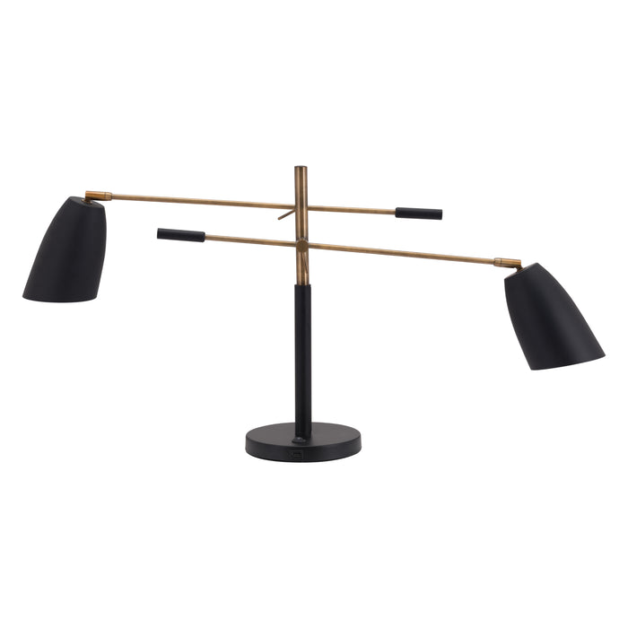 Zuo Tanner Black & Brass Adjustable Retro Modern Design Table Lamp