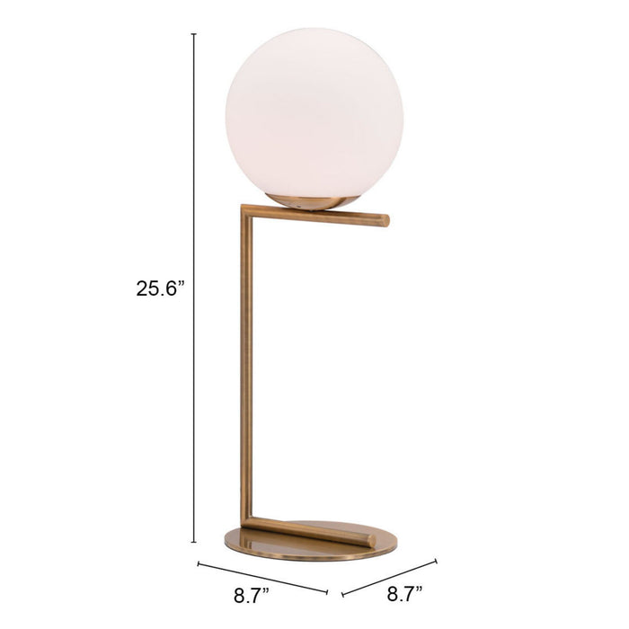 Zuo Belair Modern Geometric Frosted Glass Table Lamp Brass