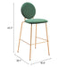 Zuo Odessa Barstool Green