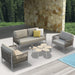 Whiteline Modern Catalina 4-Piece Biege Outdoor Patio Loveseat Set