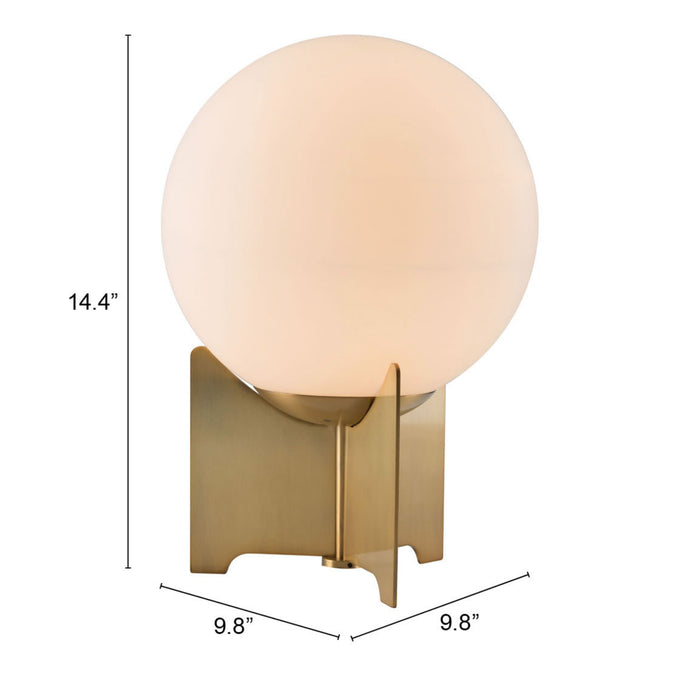 Zuo Pearl White Frosted Glass & Brass Modern Accent Light Table Lamp