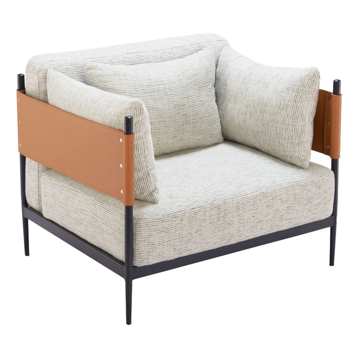 Zuo Modern Mid Century Cushion Loveseat Accent Chair, Coffee & End Table Set