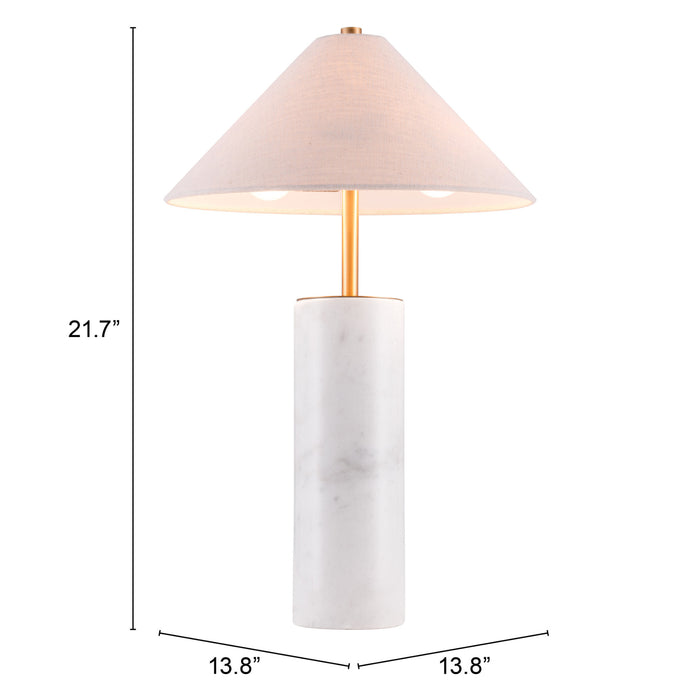 Zuo Ciara Modern White Marble Base Table Lamp