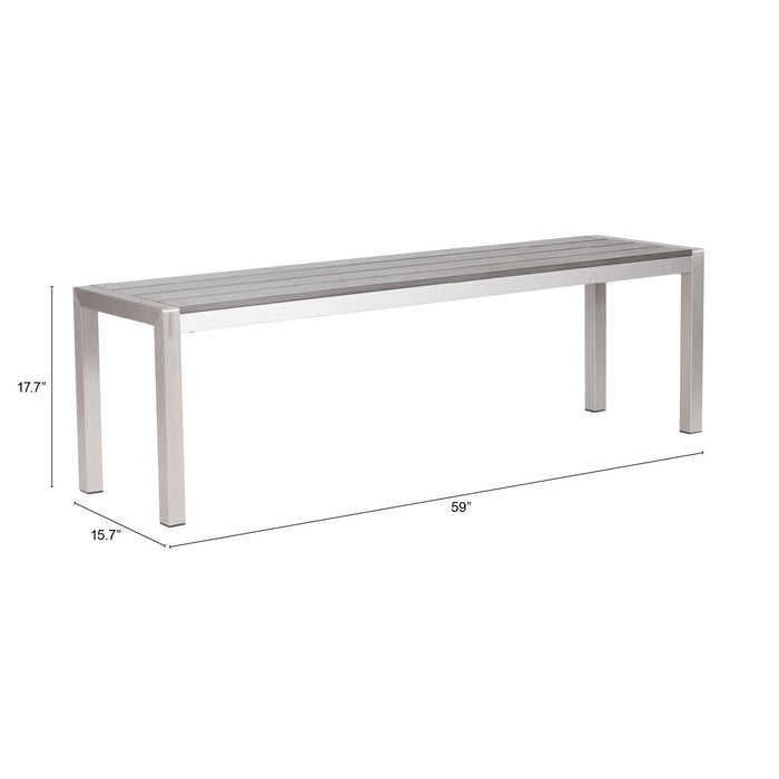 Zuo Modern Metropolitan Grey Double Bench