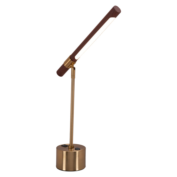 Zuo Kippy Modern Brown & Brass Faux Wood Steel Table Lamp