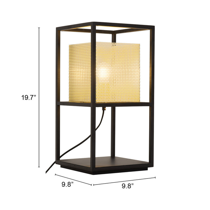 Zuo Yves Modern Design with Perforated Shade Gold & Black Table Lamp