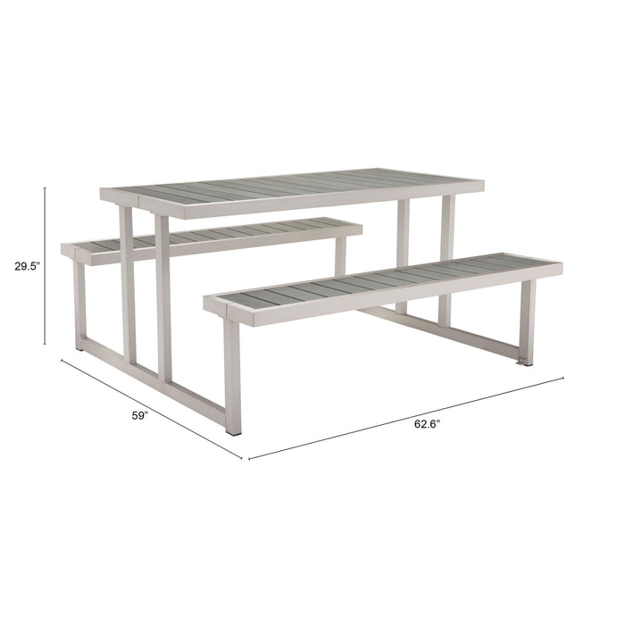 Zuo Classic Picnic Dining Table Gray & Silver