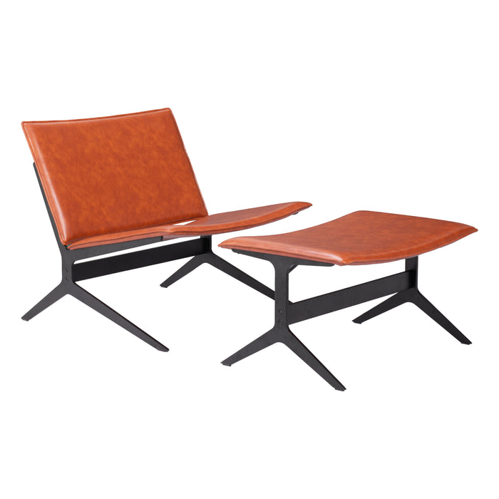 Zuo Modern Cardiff Brown Lounge Chair & Ottoman