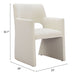 Zuo Minet Dining Arm Chair Linen White