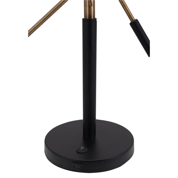 Zuo Tanner Black & Brass Adjustable Retro Modern Design Table Lamp