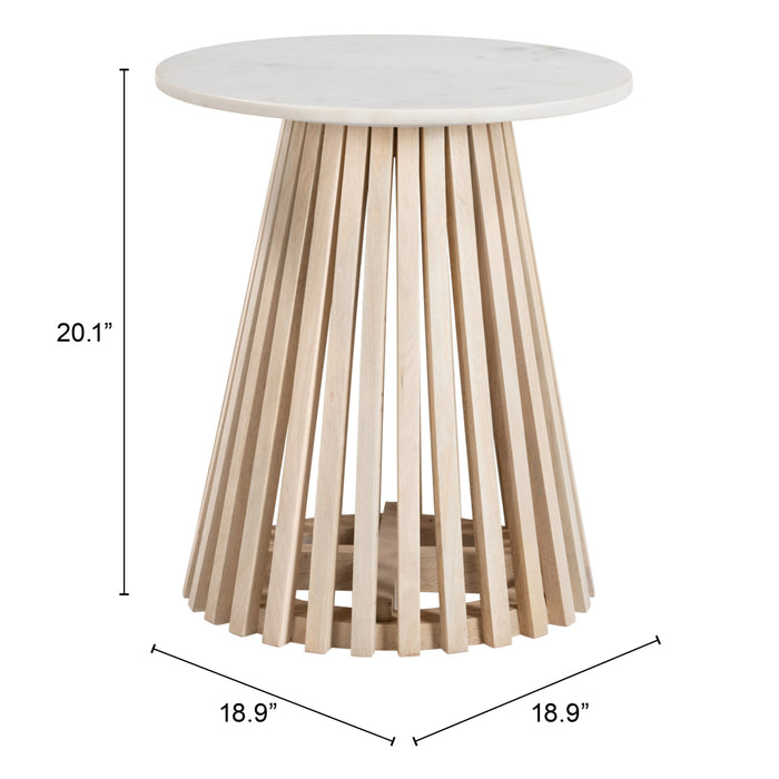 Zuo Mazara White Marble Side Table