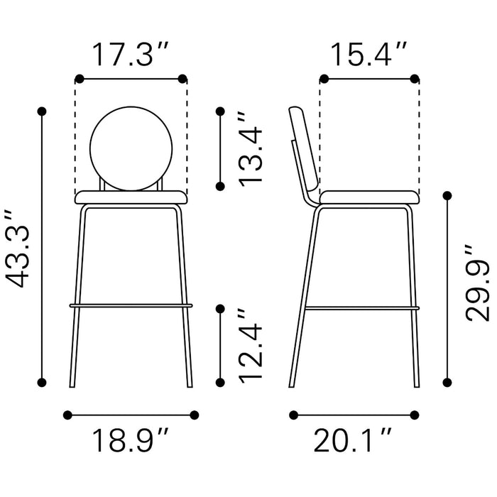 Zuo Odessa Barstool Green