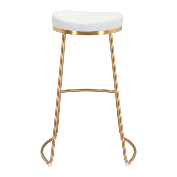 Zuo Bree Barstool White & Gold