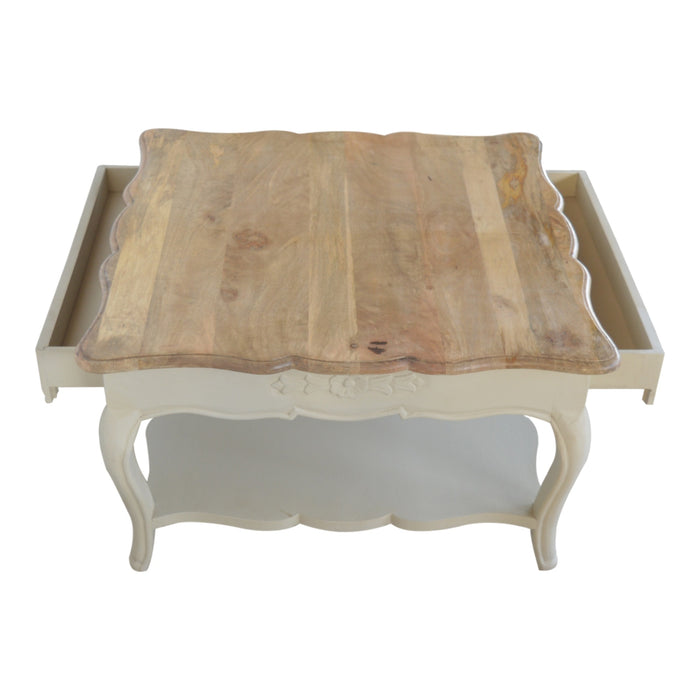TableUps Amberly Carved Luxury Coffee Table with Drawers