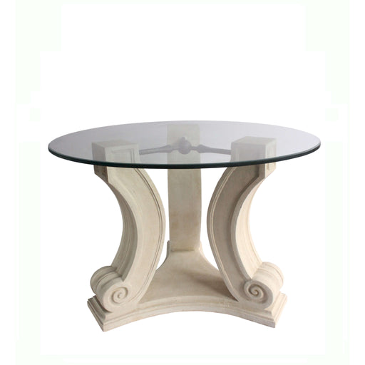 Anderson Teak Regency Round Glass Top Stone Dining Table