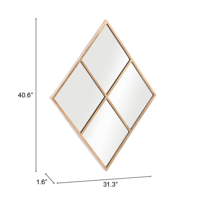 Zuo Meo Gold Painted Steel Diamond-Shaped Wall Mirror