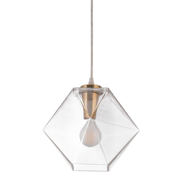 Zuo Jenny Brass Modern Boho Glam Ceiling Lamp with Geometric Shade