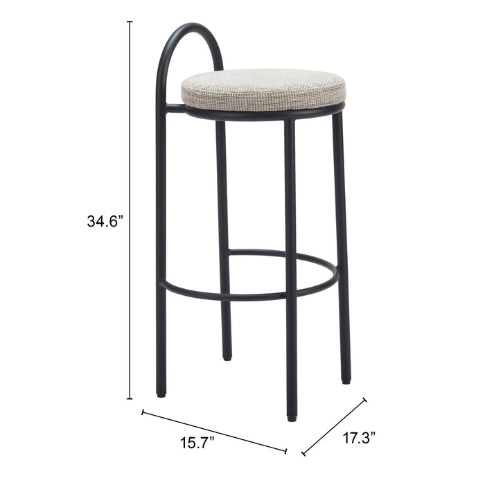 Zuo Sisal Black Barstool