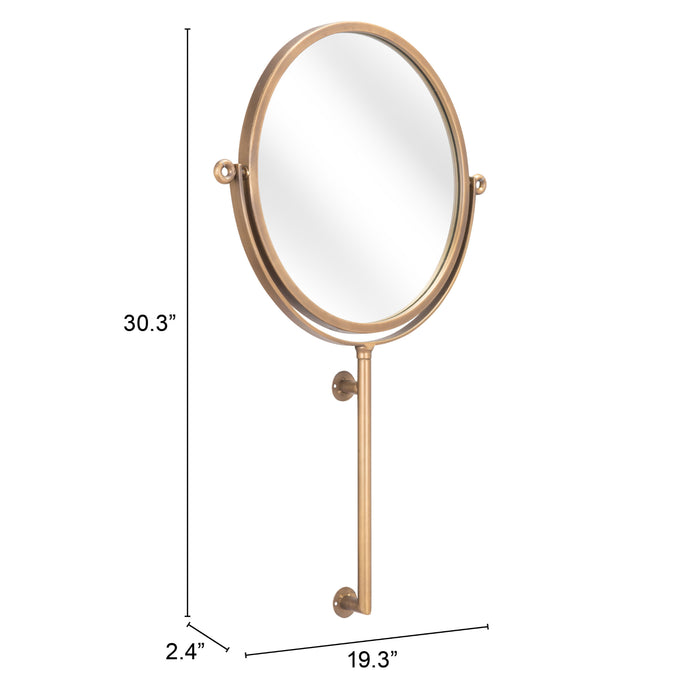 Zuo Bernis Adjustable Tilt Frame Modern Round Wall Mirror Brass