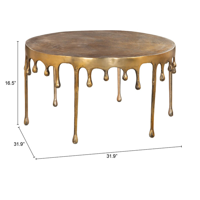 Zuo Drip Round Gold Coffee Table
