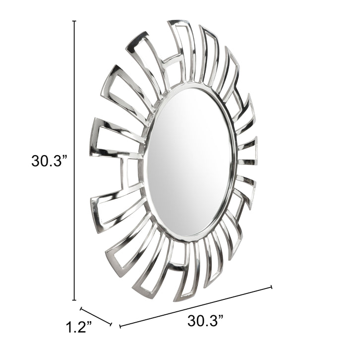 Zuo Calmar Polished Aluminum Frame Modern Round Mirror Chrome