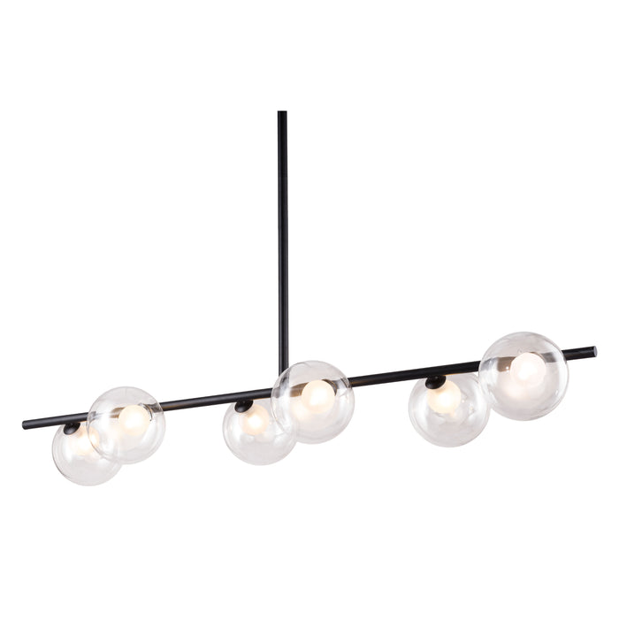 Zuo Keyoz Black Modern Ceiling Lamp with Clear Glass Shades